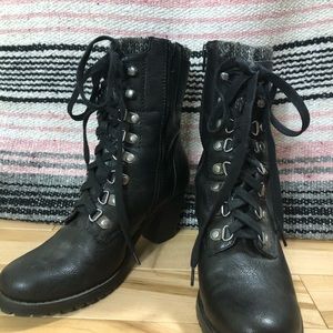 Black lace up booties